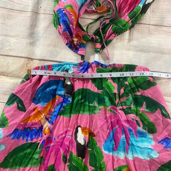 Farm Rio X Anthropologie Women's Printed V Neck Cut Out Dress - S Petite - Picture 5 of 16